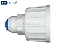 Conector, 3/4" rosca fêmea e 1/4" modelo mangueira.